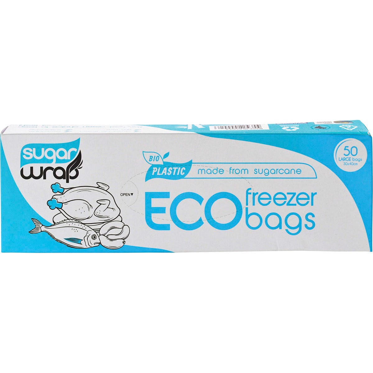 SugarWrap- Eco Freezer Bags Made from Sugarcane Large-50pk