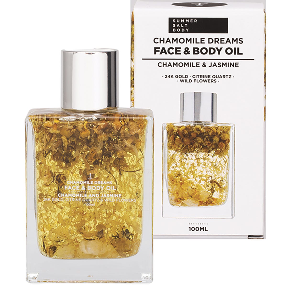Summer Salt Body- Face & Body Oil 24K Gold Chamomile Citrine Quartz-100ml