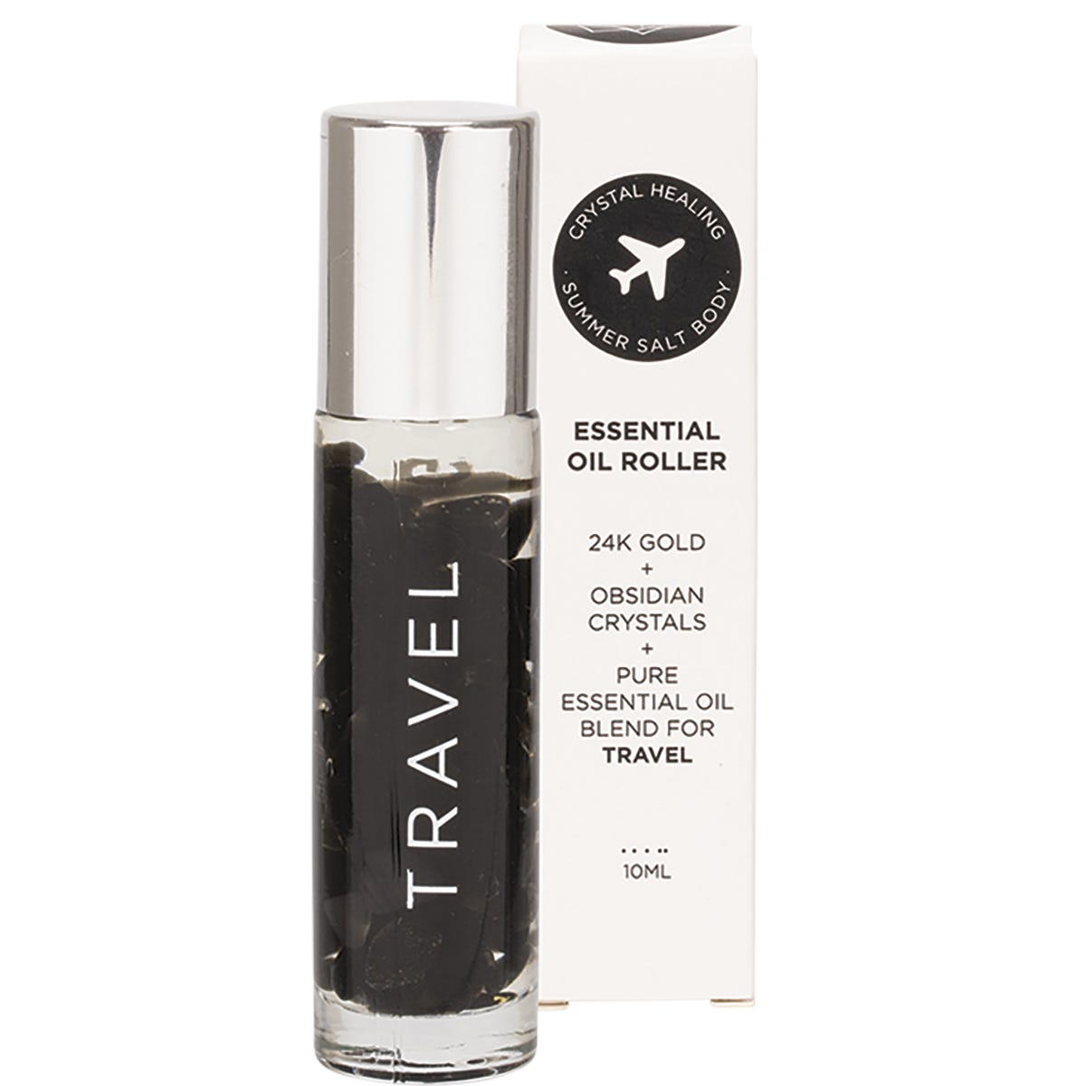 Summer Salt Body- Essential Oil Roller 24K Gold Travel Obsidian-10ml