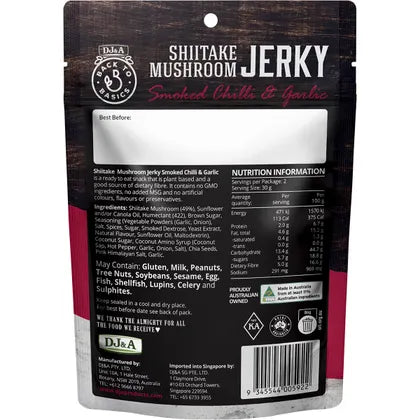 DJ&A- Shiitake Mushroom Jerky Smoked Chilli & Garlic-12x60g