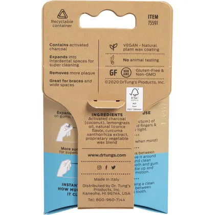 Dr Tung's- Smart Vegan Dental Floss Activated Charcoal Lemongrass-27m