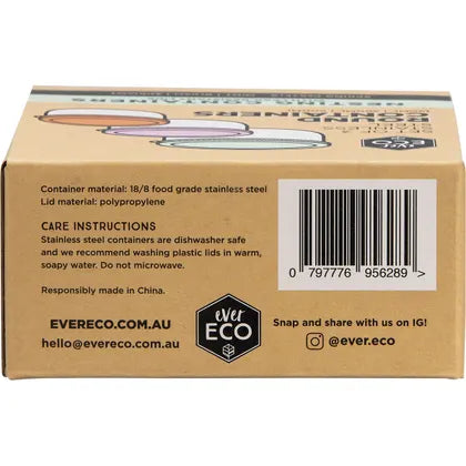 Ever Eco- Stainless Steel Round Nesting Containers Spring Pastels -3pk