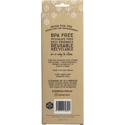 Ever Eco- Stainless Steel Straws Bent Smoothie-4pk