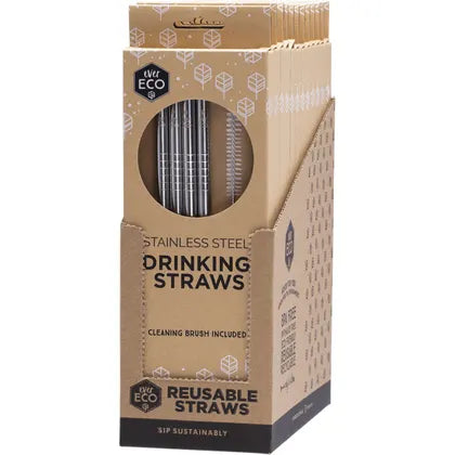 Ever Eco- Stainless Steel Straws Straight-4pk