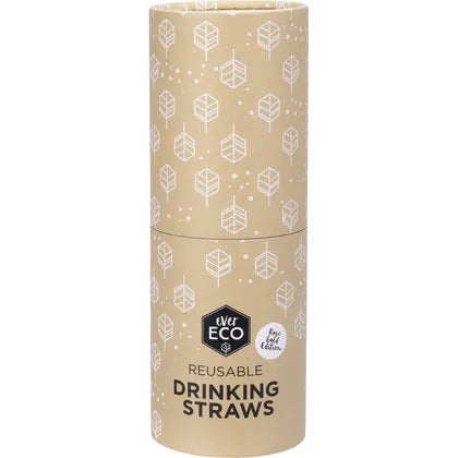 Ever Eco- Stainless Steel Straws Straight RoseGold Counter Display-x25