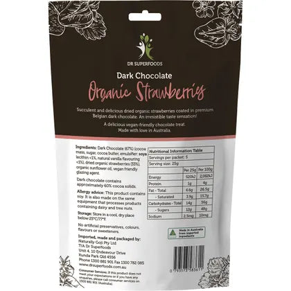 Dr Superfoods- Strawberries Organic Dark Chocolate-125g