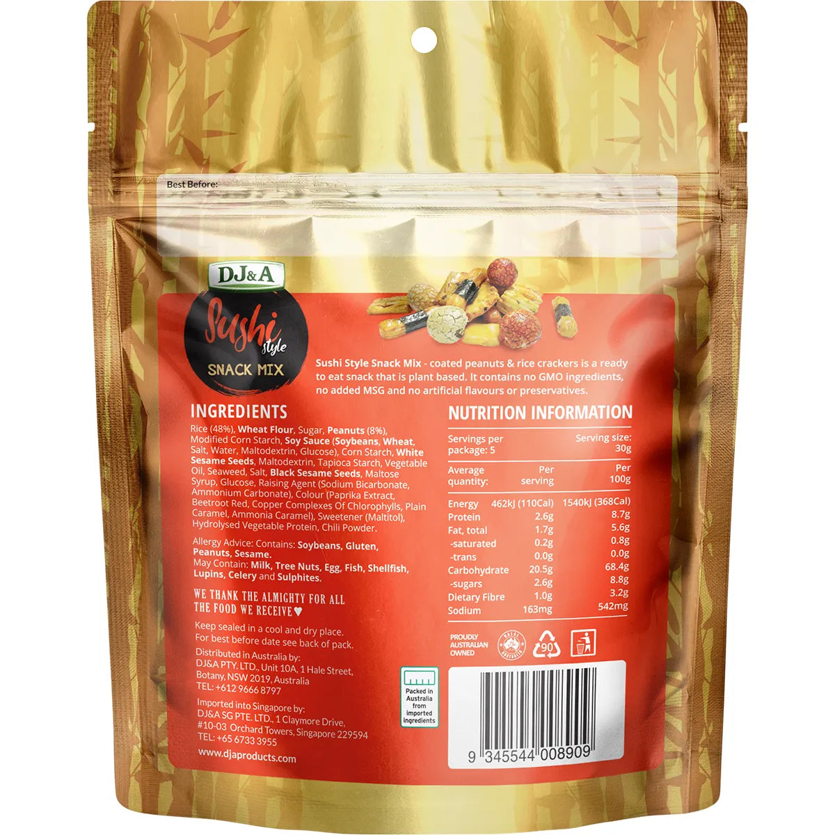 DJ&A- Sushi Style Snack Mix-9x150g