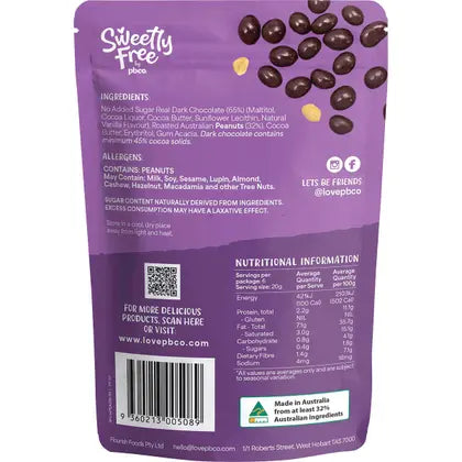 PBco- Sweetly Free Peanuts Dark Chocolate No Sugar Added-120g