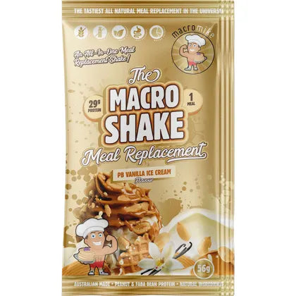 MACRO MIKE- The Macro Shake Meal Replacement PB Vanilla Ice Cream-12x56g