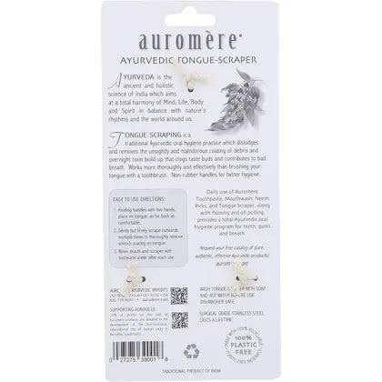 Auromere- Tongue Scraper Ayurvedic Surgical Grade Stainless Steel-x6