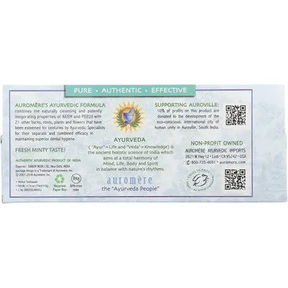 Auromere- Toothpaste Ayurvedic Fresh Mint Fluoride Free-6x117g