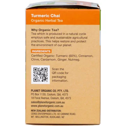 Planet Organic- Turmeric Chai Herbal Tea Bags-25pk