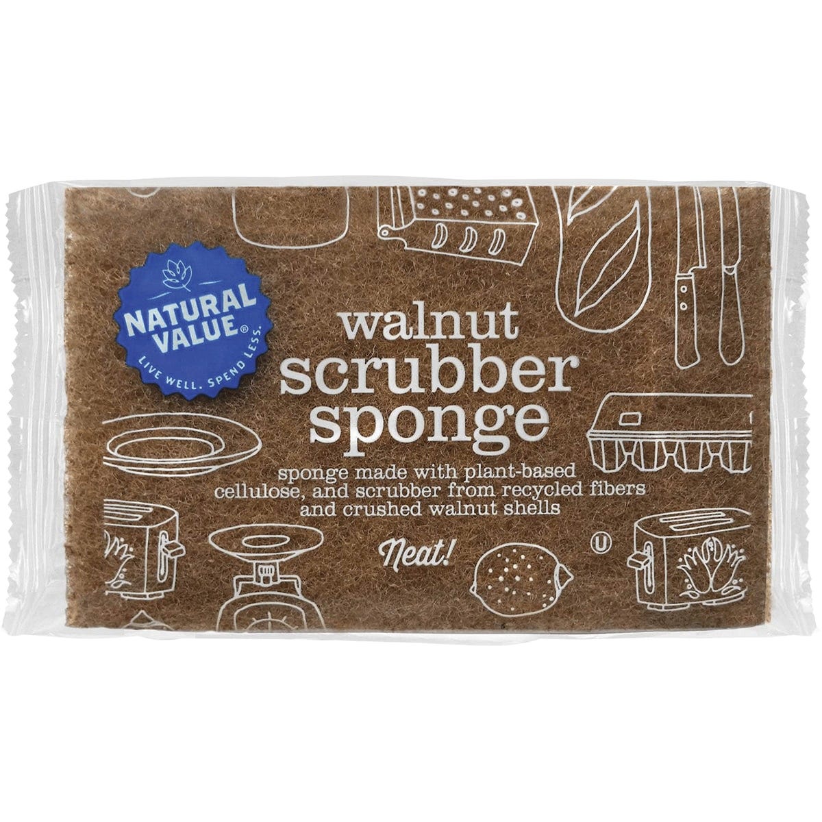 Natural Value- Walnut Scrubber Sponge