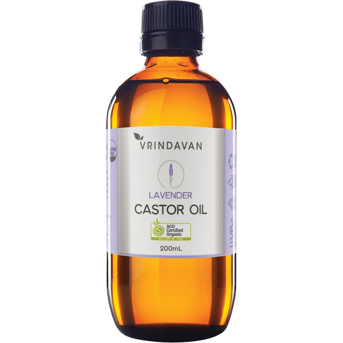 Vrindavan- Castor Oil and Lavender Amber Glass Bottle-200ml