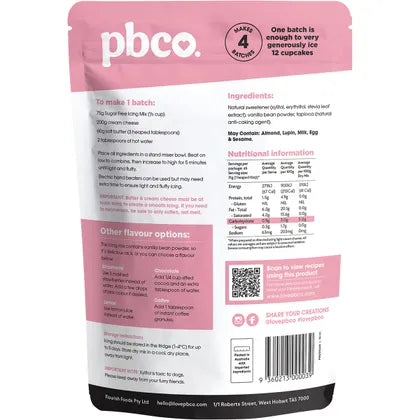 PBco- Vanilla Icing Mix 98% Sugar Free-300g