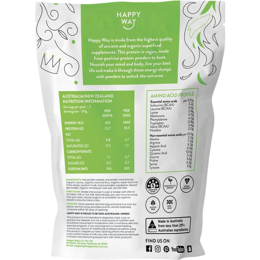 Happy Way- Vegan Protein Powder Chocolate-6x60g