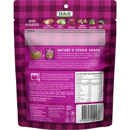 DJ&A- Veggie Crisps Sea Salt & Vinegar-9x90g
