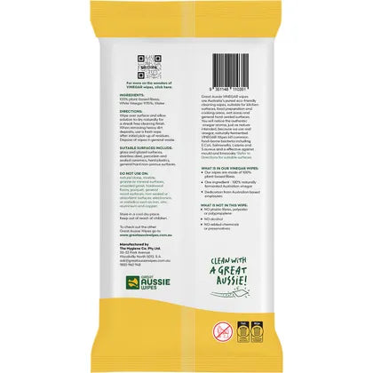 Great Aussie Wipes- Vinegar X-Large Natural Cleaning Wipes-50pk