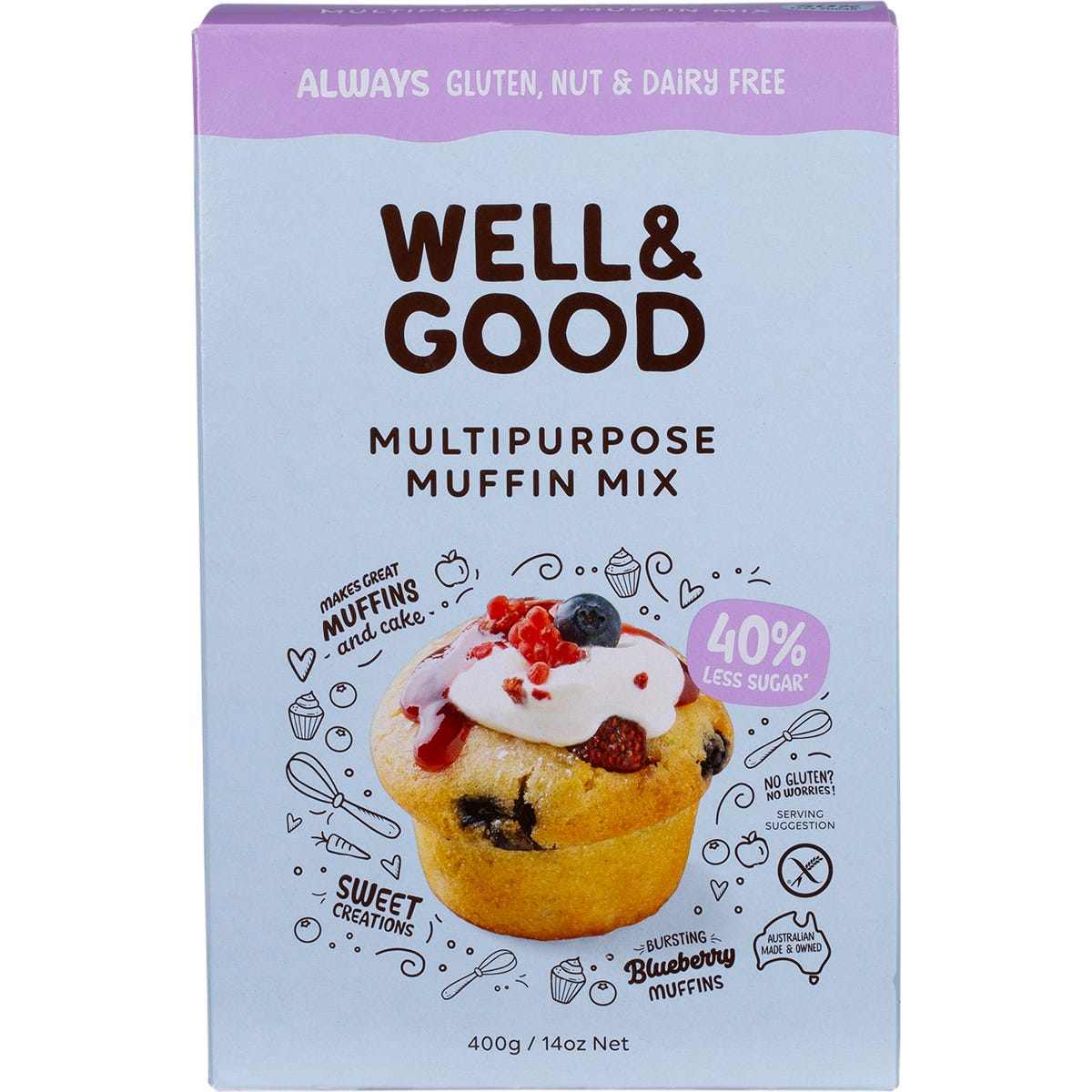 Well & Good- Multipurpose Muffin Mix 40% Less Sugar-400g