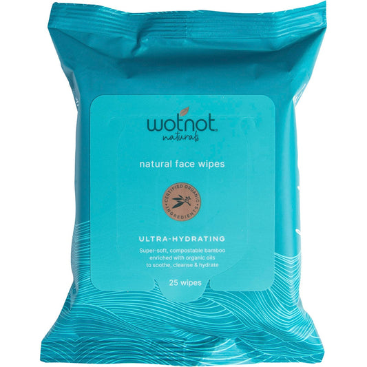 Wotnot- Natural Face Wipes Ultra-Hydrating-25pk