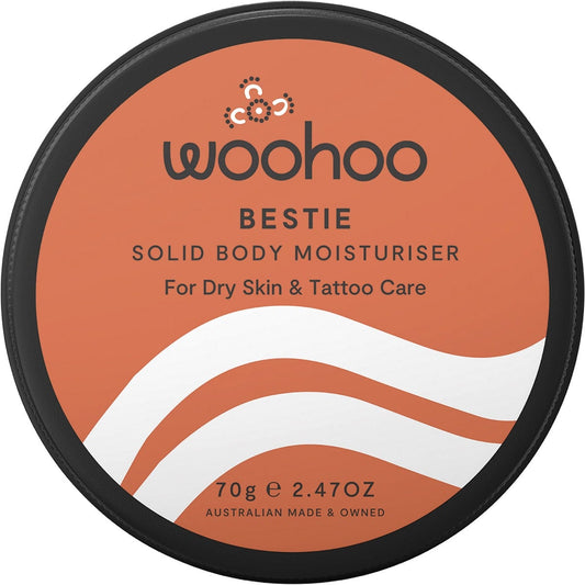 Woohoo Body- Bestie Solid Body Moisturiser Tin Dry Skin & Tattoo Care-70g