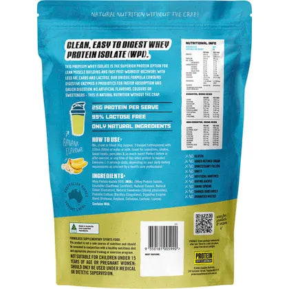 Protein Supplies Australia- WPI Whey Protein Isolate Banana-500g