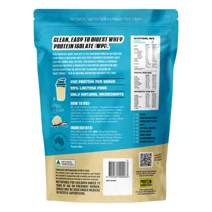 Protein Supplies Australia- WPI Whey Protein Isolate Vanilla -500g