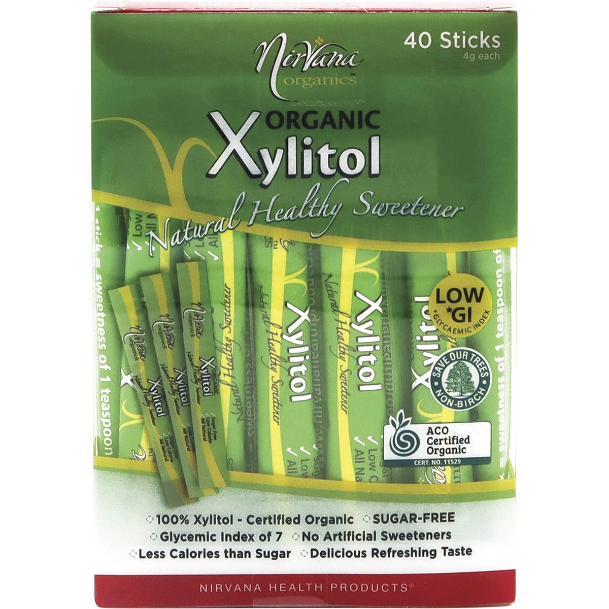 Nirvana Organics- Xylitol Sticks Certified Organic-40x4g