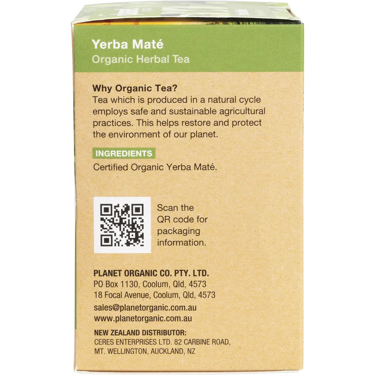 Planet Organic- Yerba Maté Herbal Tea Bags-25pk