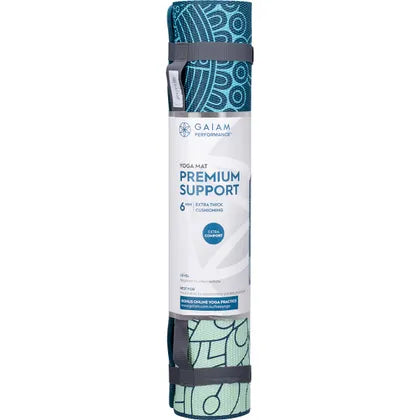 Gaiam- Yoga Mat Premium Support 6mm Sea Glass 61cm x 173cm