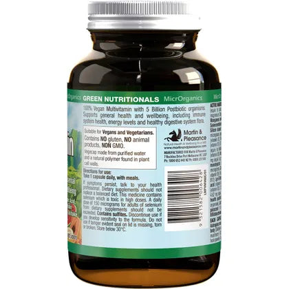 Green Nutritionals- 100% Vegan Multivitamin Capsules-60 Caps