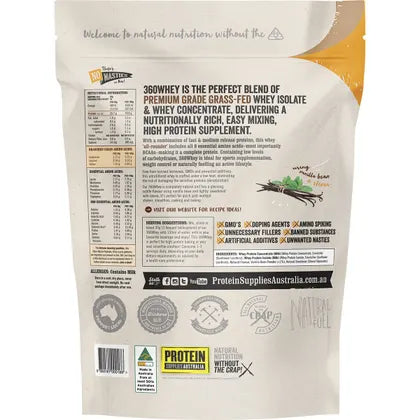 Protein Supplies Australia- 360Whey Vanilla Bean WPI+WPC Combo-500g