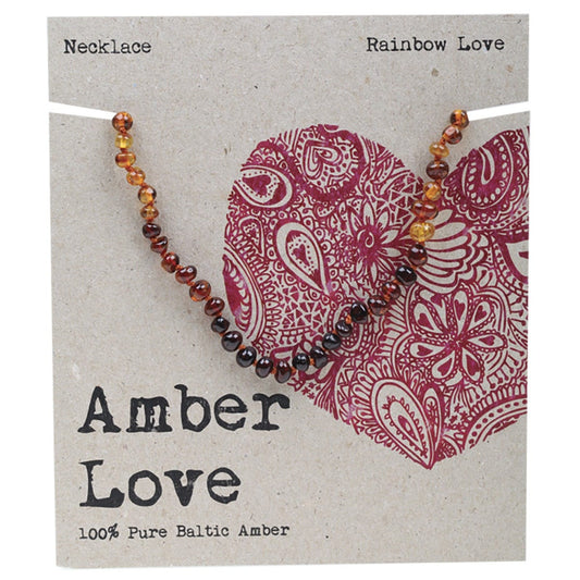 Amber Love- Children's Necklace 100% Baltic Amber Rainbow-33cm