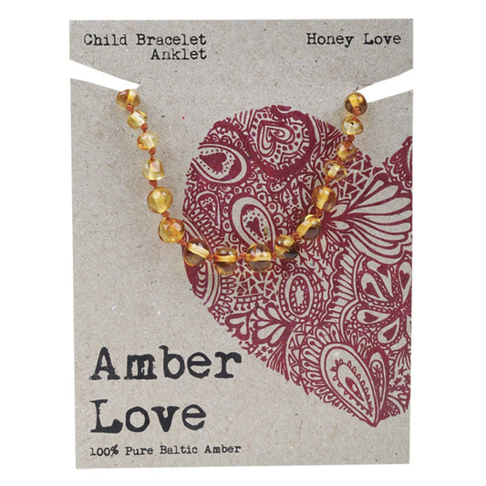 Amber Love- Children's Bracelet/Anklet 100% Baltic Amber Honey-14cm