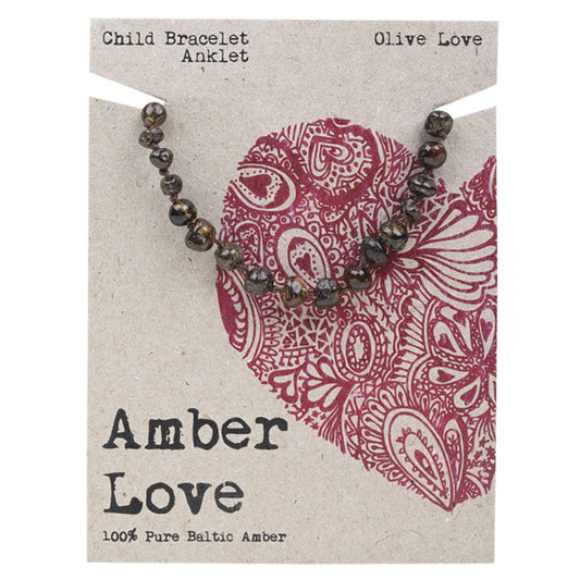 Amber Love- Children's Bracelet/Anklet 100% Baltic Amber Olive-14cm