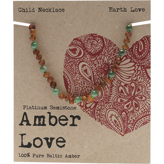 Amber Love- Children's Necklace 100% Baltic Amber Earth-33cm