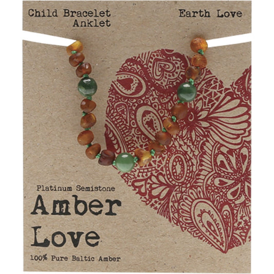 Amber Love- Children's Bracelet/Anklet 100% Baltic Amber Earth-14cm
