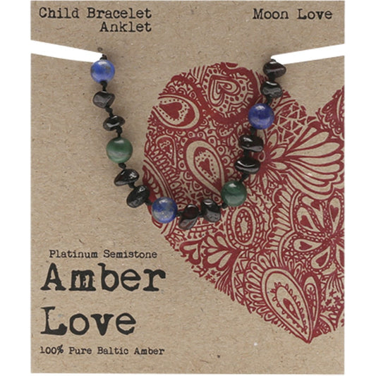 Amber Love- Children's Bracelet/Anklet 100% Baltic Amber Moon-14cm