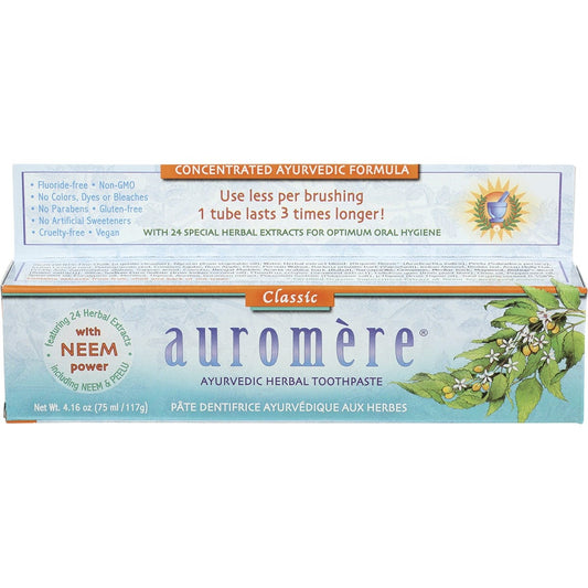 Auromere- Toothpaste Ayurvedic Classic Licorice Fluoride Free-6x117g
