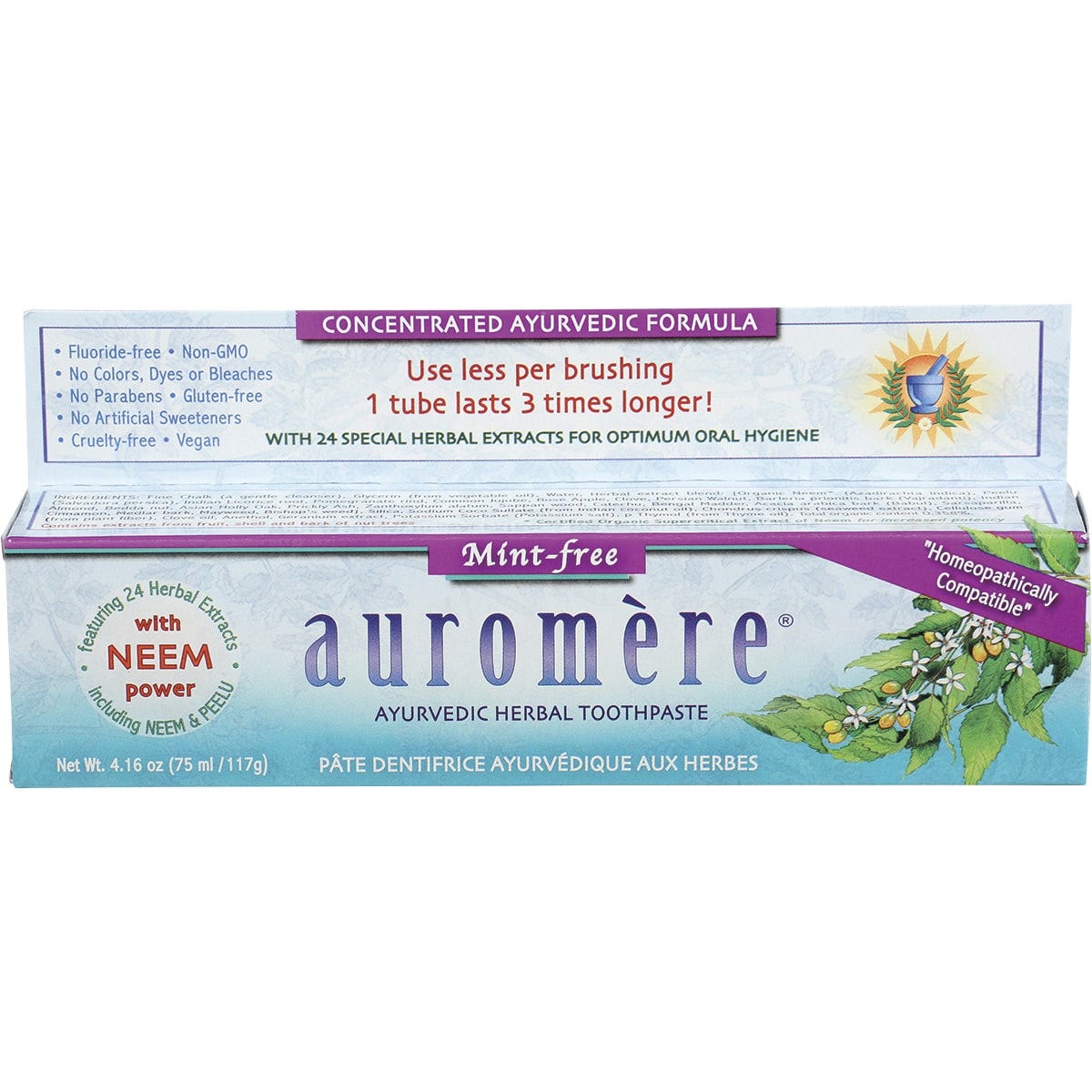Auromere- Toothpaste Ayurvedic Mint Free Fluoride Free-6x117g