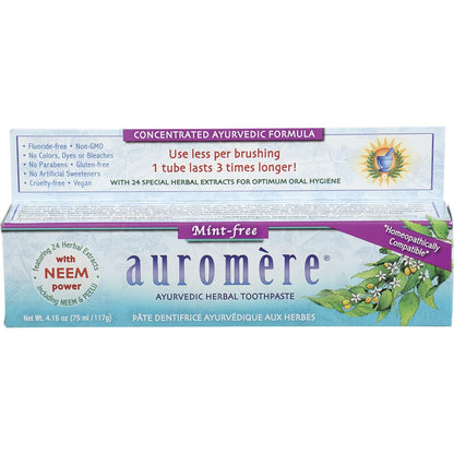 Auromere- Toothpaste Ayurvedic Mint Free Fluoride Free-6x117g