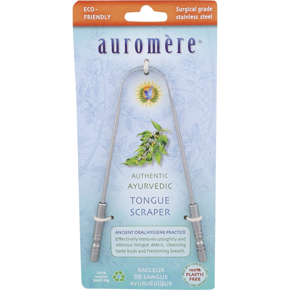 Auromere- Tongue Scraper Ayurvedic Surgical Grade Stainless Steel-x6