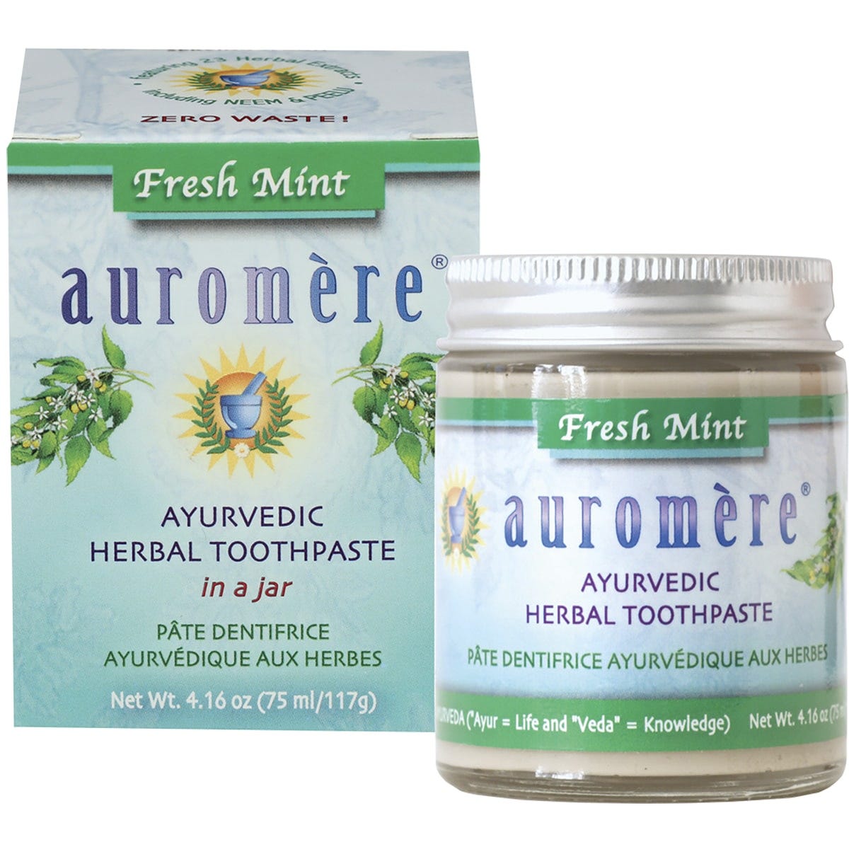 Auromere- Toothpaste Ayurvedic Fresh Mint Toothpaste in a Jar-6x117g