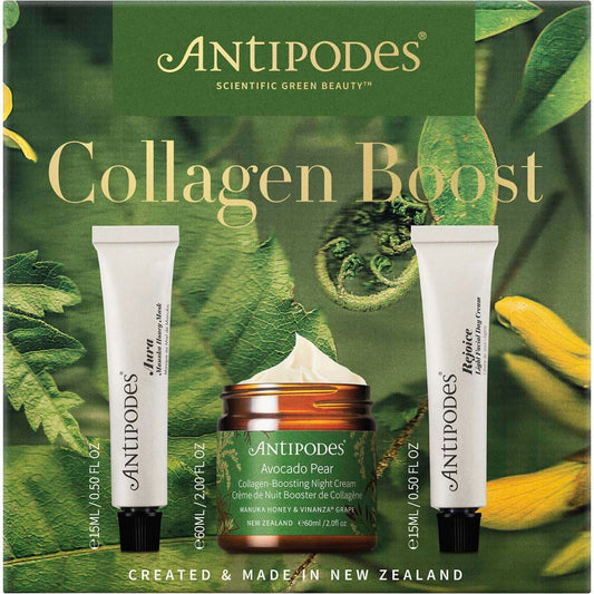 Antipodes- Skincare Set Collagen Boost Avo Pear, Rejoice, Aura-3pk