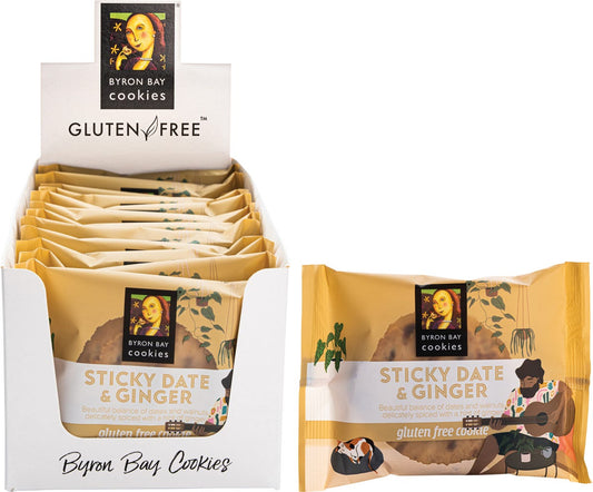 Byron Bay Cookies- Gluten Free Cookies Sticky Date & Ginger-12x60g