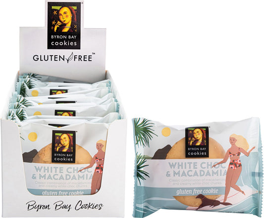 Byron Bay Cookies- Gluten Free Cookies White Choc Macadamia-12x60g