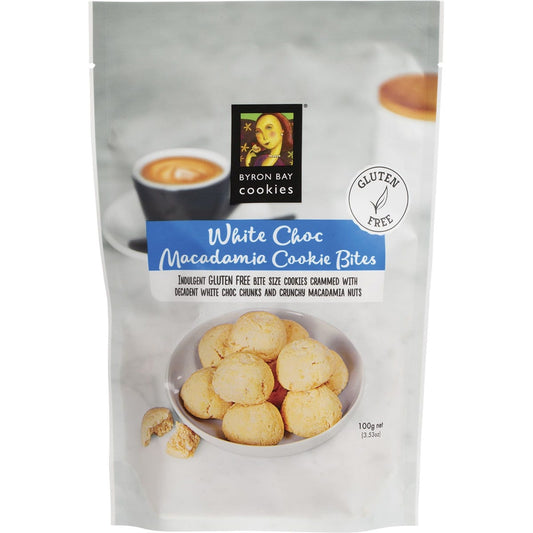 Byron Bay Cookies- Gluten Free Cookie Bites White Choc Macadamia-6x100g