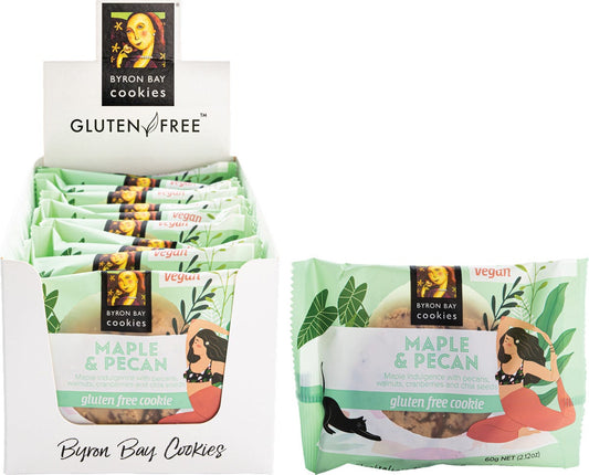Byron Bay Cookies- Gluten Free Cookies Maple & Pecan-12x60g