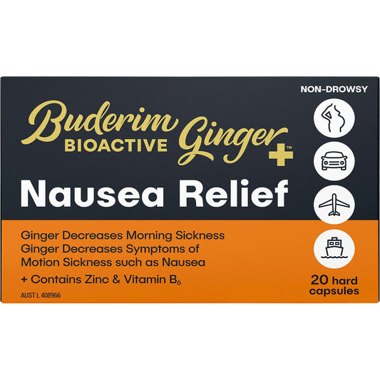 Buderim Ginger- BioActive+ Nausea Relief Capsules-7 Caps