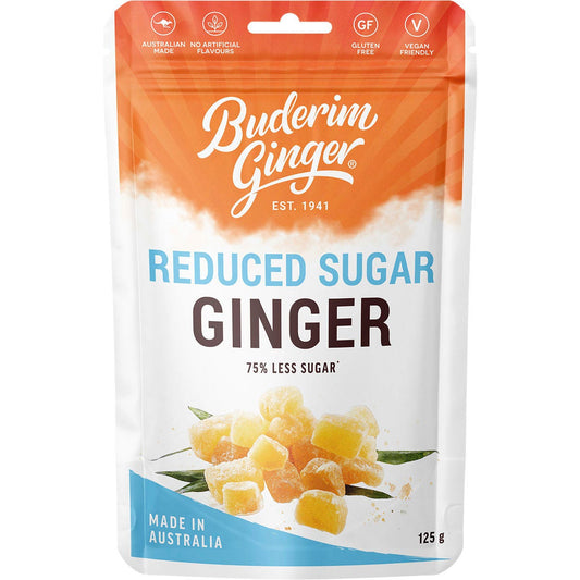 Buderim Ginger- Reduced Sugar Ginger 75% Less Sugar-125g